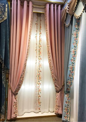 卧室婚房窗帘少女纱帘双层遮光窗幔美式公主定制窗帘