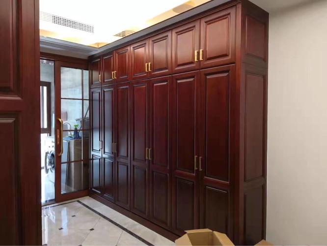 新中式红木色衣柜可定制实木橱柜轻奢整体来图定制柜门门