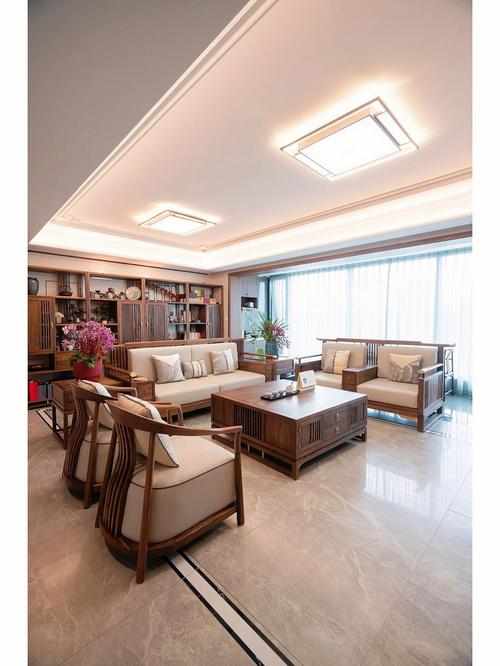 新中式实木家具给自己一个静谧的客厅