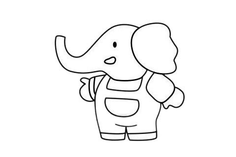大象简笔画图片大全步骤六最后给大象加上短短的尾巴.