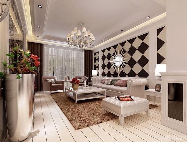 时尚客厅欧式沙发背景墙装修设计图片装信通网效果图