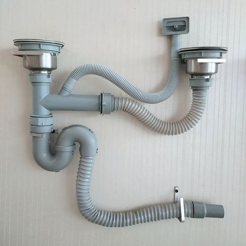 新款卫生间洗手池不锈钢下水管厨房双槽洗菜盆塑料灰色排水管