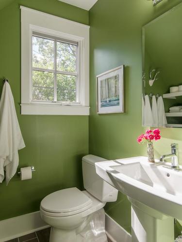 家居小卫生间绿色墙面装修设计图片