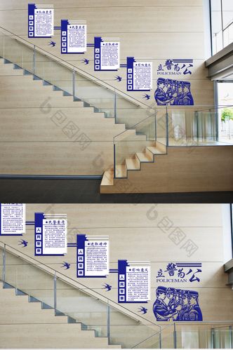 异形微立体公安楼道楼梯文化墙展板图片
