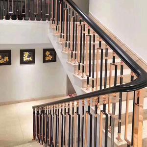 楼梯扶手栏杆定制欧式别墅室内铝合金铜艺铝艺轻奢简约现代护栏柱