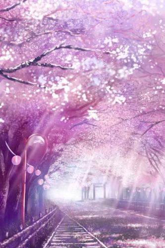 动漫中唯美的樱花场景手机壁纸