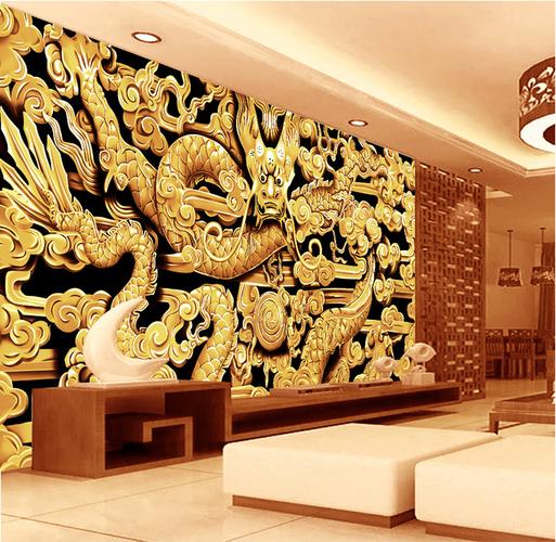 中国风龙纹浮雕背景墙