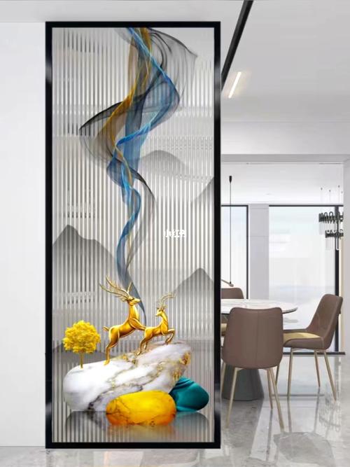 现代轻奢时尚艺术玻璃客厅屏风隔断装饰设计效果图分享推荐