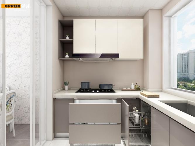 白色拼浅灰色让小厨房显得柔和而温馨.
