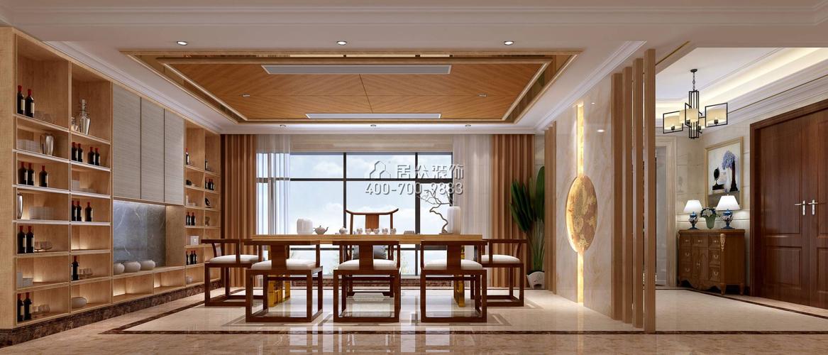 中信水岸城226平方米中式风格平层户型茶室装修效果图