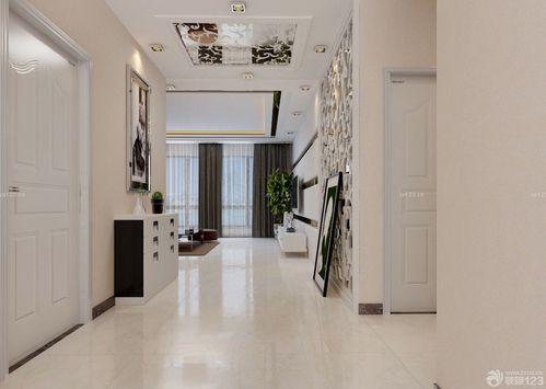 现代时尚100平米房屋玄关白色瓷砖装饰效果图欣赏