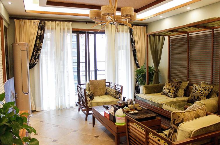 单人沙发沙发东南亚窗帘家具三居120时尚别致的东南亚风格客厅设计