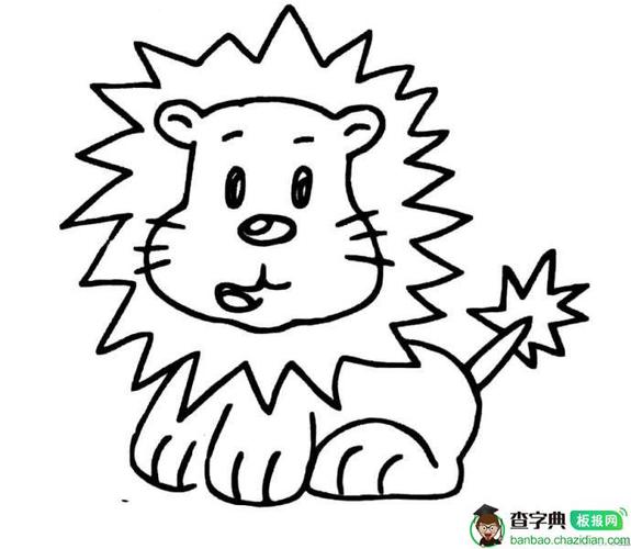 卡通动物小狮子简笔画