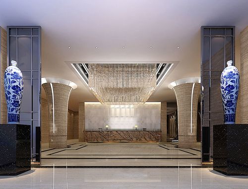 新中式风格酒店大堂设计装修效果图