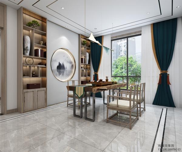 新中式客厅茶室家装模型室内设计联盟