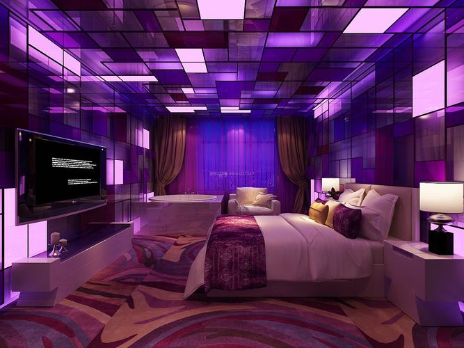 2021情侣主题酒店房间背景墙装修效果图片