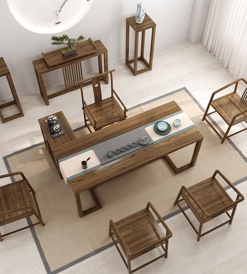 新中式实木茶桌椅组合现代简约办公室功夫茶台客厅茶室禅意泡茶桌