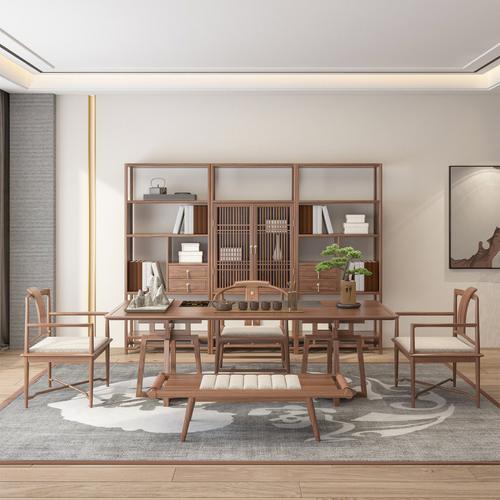 现代新中式实木茶室