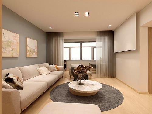 70平米日式风格二室客厅装修效果图背景墙创意设计图
