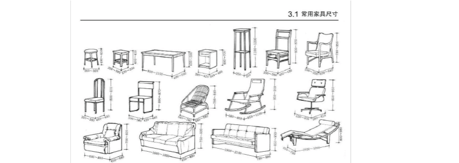 室内设计中的家具尺寸图例
