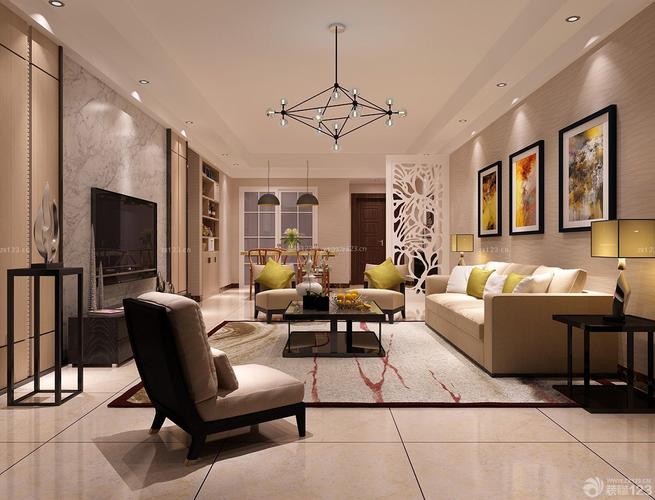 欧式90平小三居客厅装潢设计装修效果图