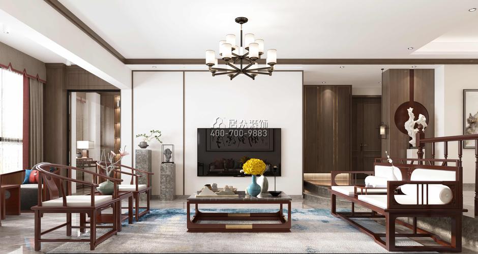 锦绣国际花城200平方米中式风格平层户型客厅装修效果图