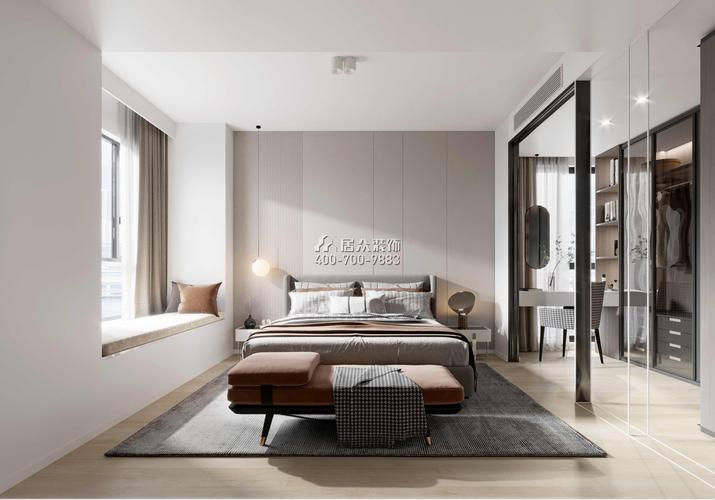 中洲滨海华府89平方米现代简约风格平层户型卧室装修效果图