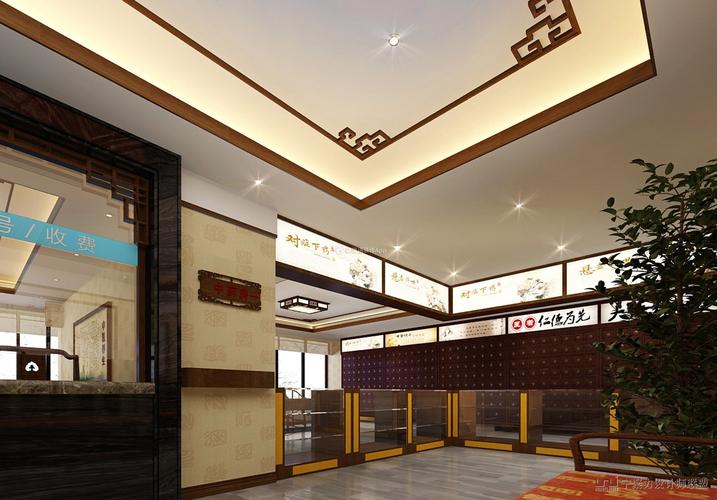 300平中医馆中式风格大厅装修设计效果图片