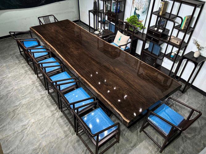 整块实木黑檀大板桌新中式现代简约茶桌茶台
