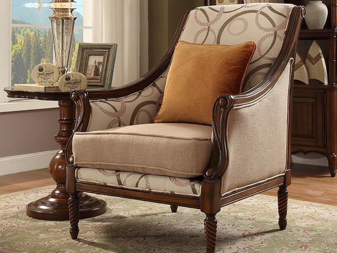 威灵顿家具美式客厅休闲椅美式布艺沙发椅单人老虎椅简约复古欧式客厅