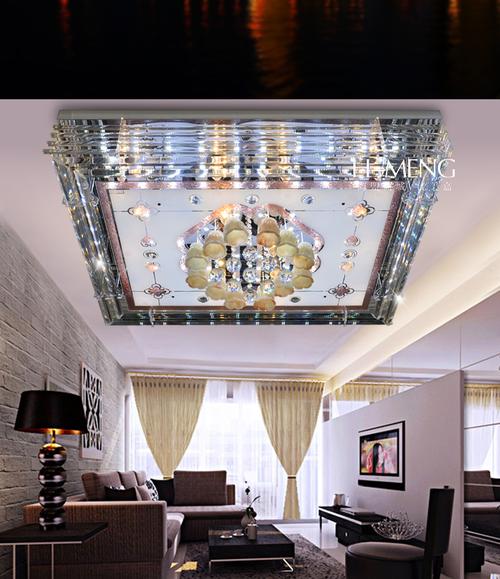 2015最新款客厅灯现代简约欧式水晶灯led吸顶灯长方形.