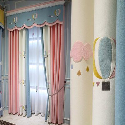 清新热气球粉色北欧简约儿童房窗帘女孩卧室公主房间飘窗遮光定制