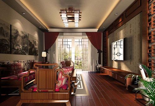 中式家装客厅窗帘设计效果欣赏