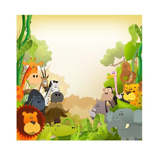 森林卡通动物矢量图图片