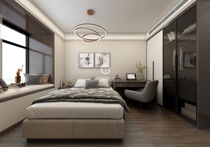 卧室装修效果图主卧以木质地面做设计增加室内的温馨感与舒适感主