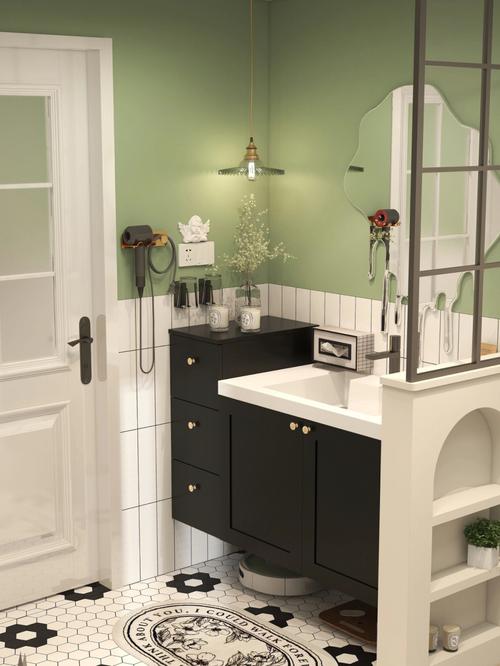 复古绿浴室分享78黑色美式浴室柜颜值在线78
