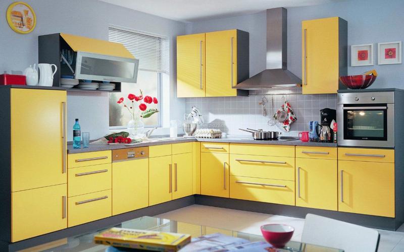厨房装饰黄色橱柜颜色搭配装信通网效果图