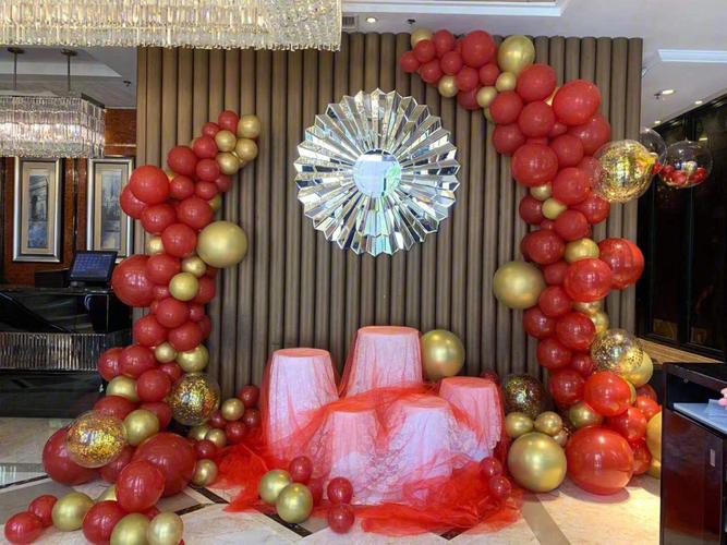 店庆活动气球布置红金大气气球装饰