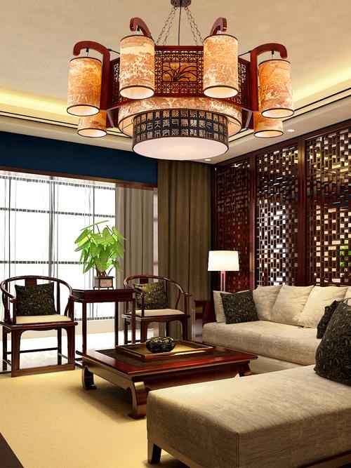 中式吊灯仿古客厅吊灯实木羊皮古典餐厅灯酒店茶楼大厅灯具中国风