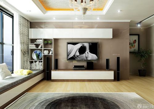 时尚简约两居室室内客厅电视墙设计装修图片装修123效果图