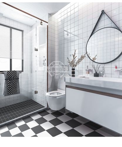 北欧厨房墙砖300x600卫生间瓷砖黑白灰方格子瓷砖创意几何小白砖