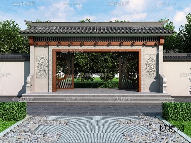 中式庭院大门3d模型