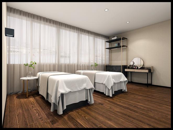 300平现代风格美容院房间按摩床装修设计效果图