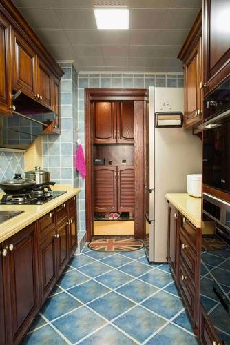 90平混搭风格厨房装修效果图二居室美式风格家厨房搭配图95混搭风