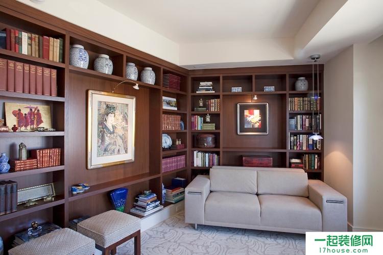 现代别墅宁静书房软质沙发装修效果图