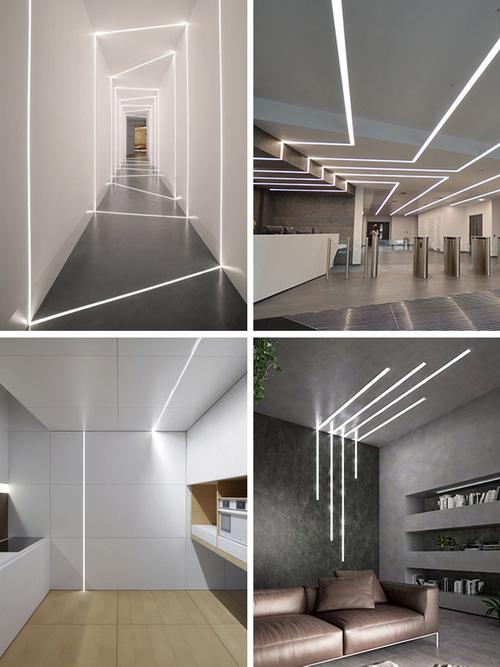 黑色线型灯嵌入式led线条灯走廊无边框明装线形灯槽客厅无主设计