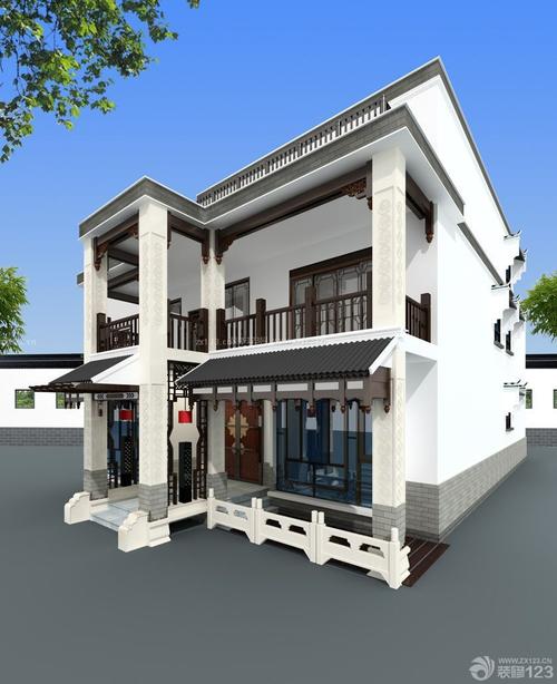 中式风格小户型别墅外墙装修效果图