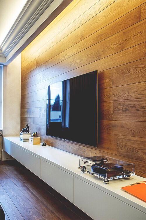 木地板做电视墙电视柜尽量简洁