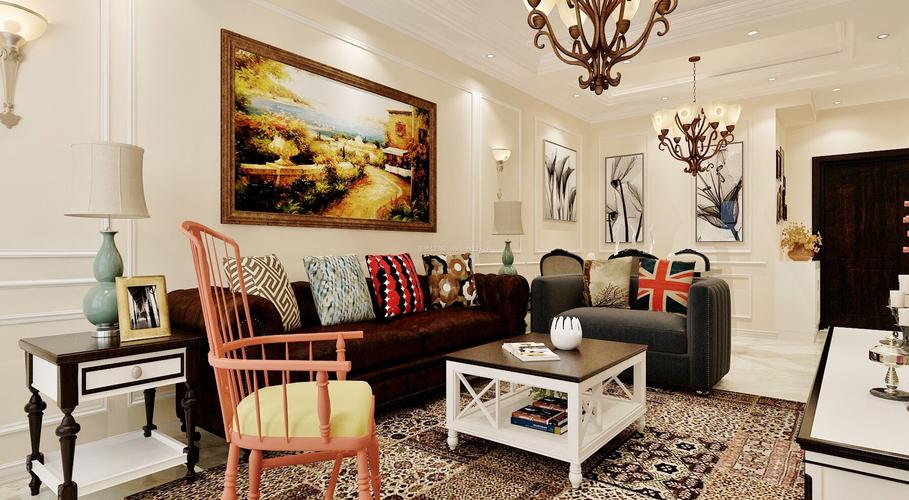 最新美式小户型客厅组合沙发装修效果图片