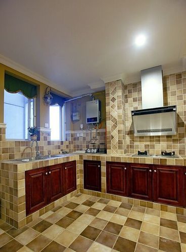 厨房装修用砖砌橱柜